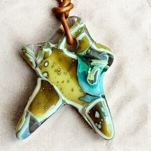 Pendant Jewelry Star Fused Glass Necklace,